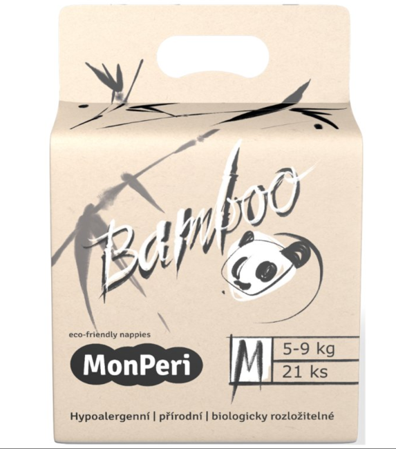 MonPeri Eko detské bambusové jednorázové plienky M 5 - 9 kg 21 ks