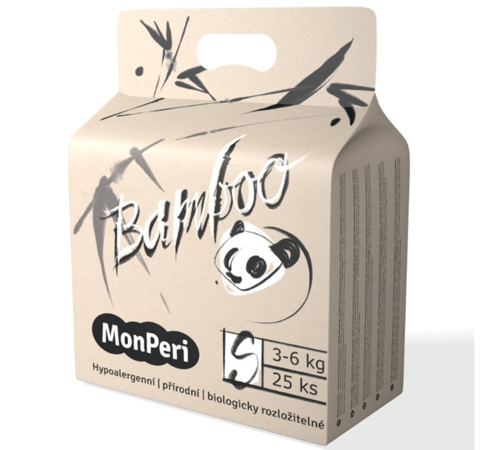 MonPeri Eko detské bambusové jednorázové plienky S 3 - 6kg 25 ks