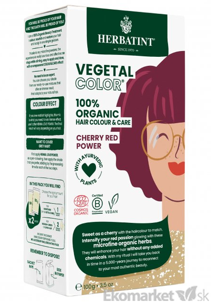100% Prírodná farba na vlasy Herbatint Vegetal colour - červená čerešňa