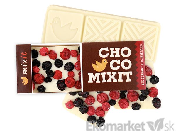 Čokoláda Mini - Biela s červenými ríbezľami a čučoriedkami Mixit 50 g