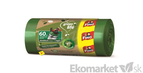 Eko - recyklované vrecia na odpad FINO Green Life Easy pack 60l /18 ks (27μm)