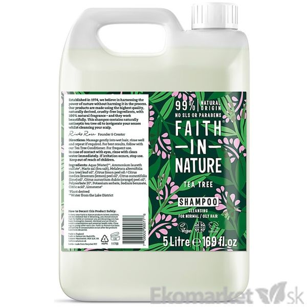 Eko- šampón Faith in Nature - tea tree - čapovaný 500 ml