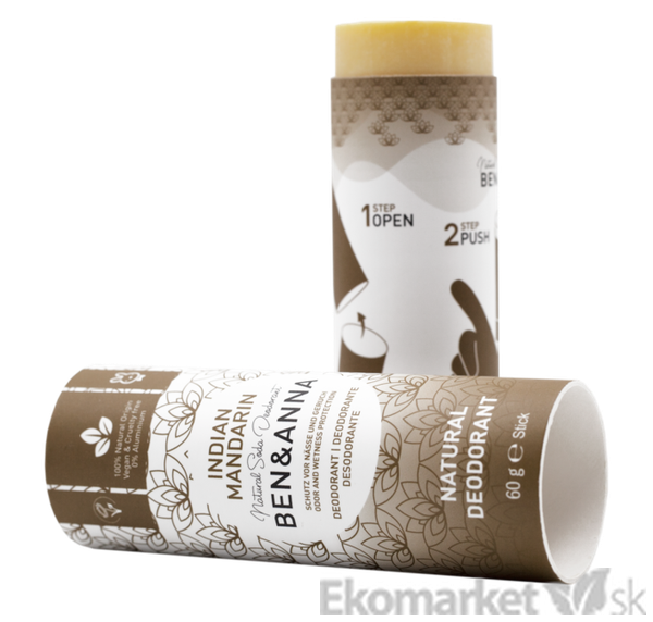 Prírodný deodorant v papierovej tube BEN&ANNA 60 g - Indian Mandarine