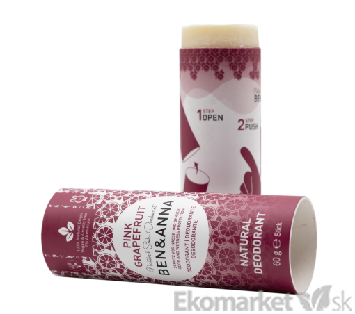 Prírodný deodorant v papierovej tube BEN&ANNA 60 g - Pink Grapefruit