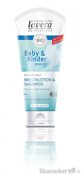 Prírodný telový a vlasový šampón pre deti Lavera 200 ml