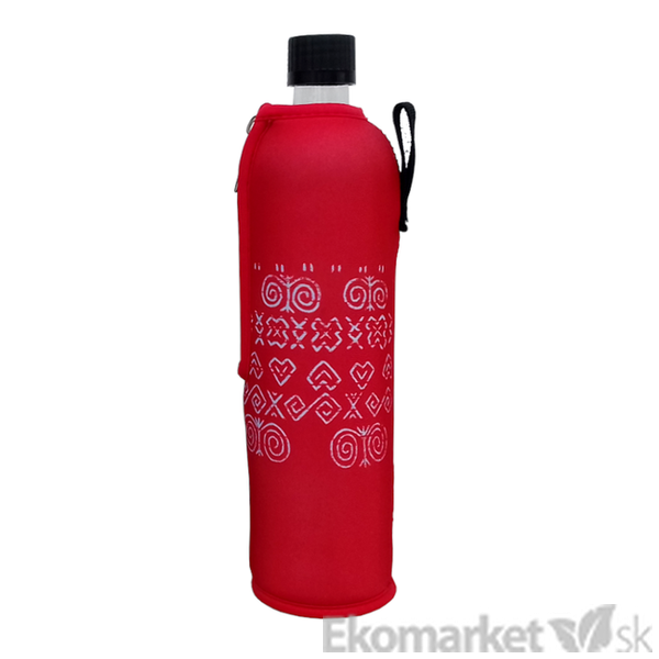 Sklenená fľaša v neopréne Dora´s 500 ml - Čičmany červené