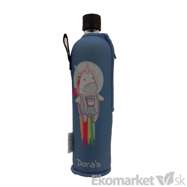 Sklenená fľaša v neopréne Dora´s 500 ml - jednorožec