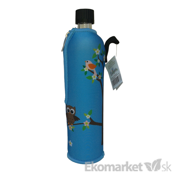 Sklenená fľaša v neopréne Dora´s 500 ml - sova