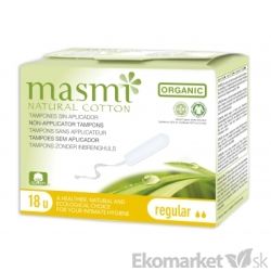 Tampóny z organickej bavlny MASMI 18 ks - regular
